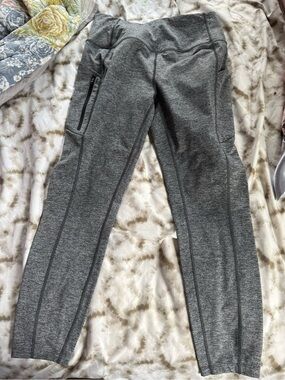 Eddie Bauer Gray Heather Active Leggings with Zip Pocket